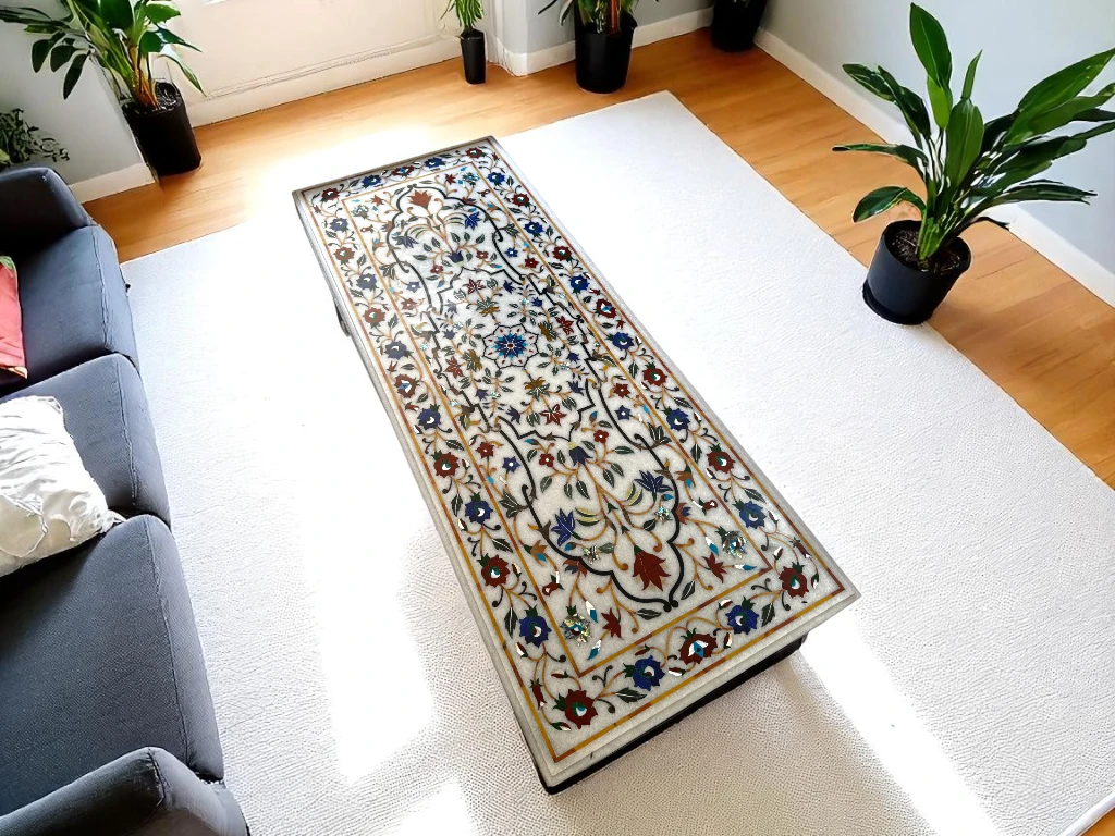 Custom Makrana Marble Console Table – Luxury Handcrafted Design